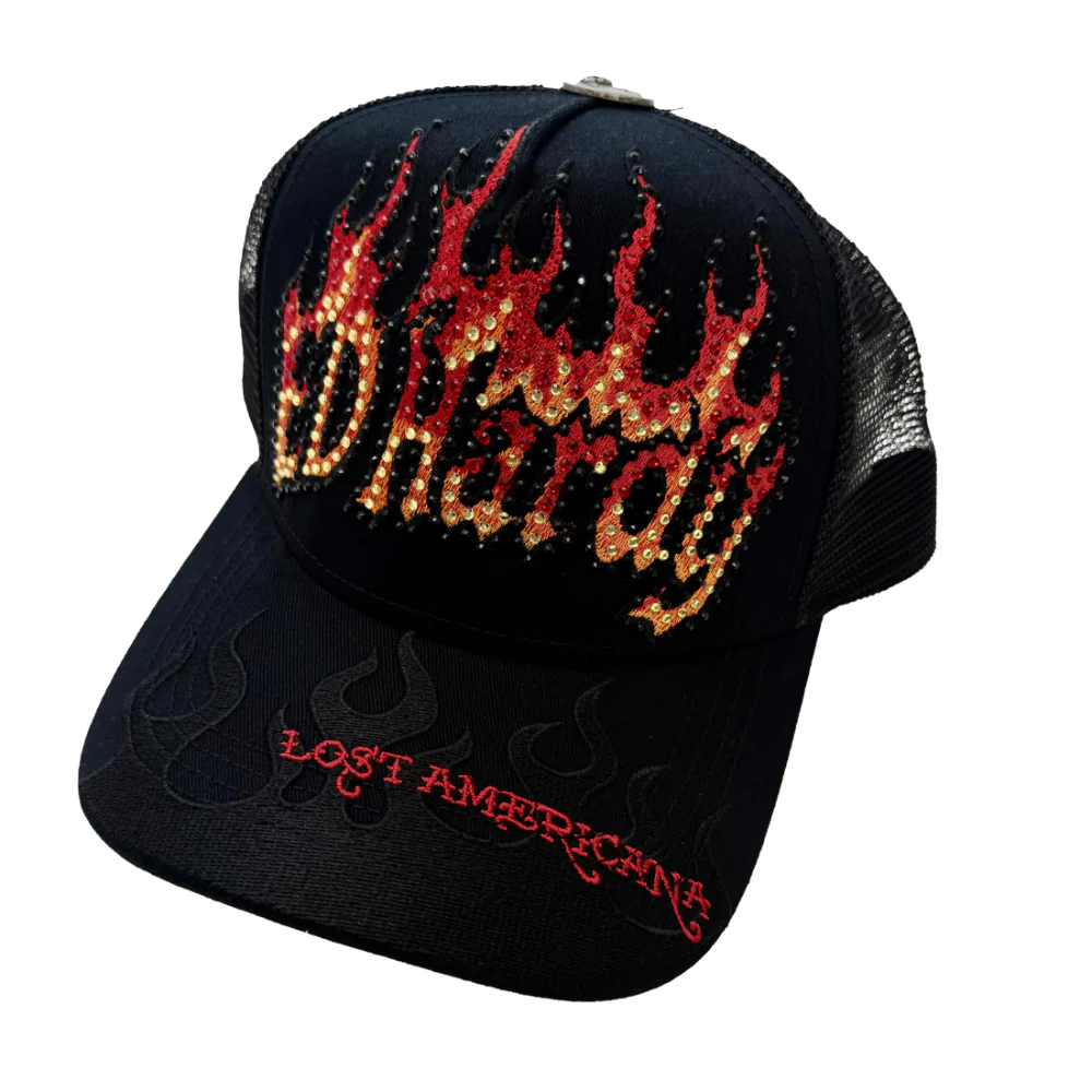 flame logo rhinestone trucker hat - Image 2