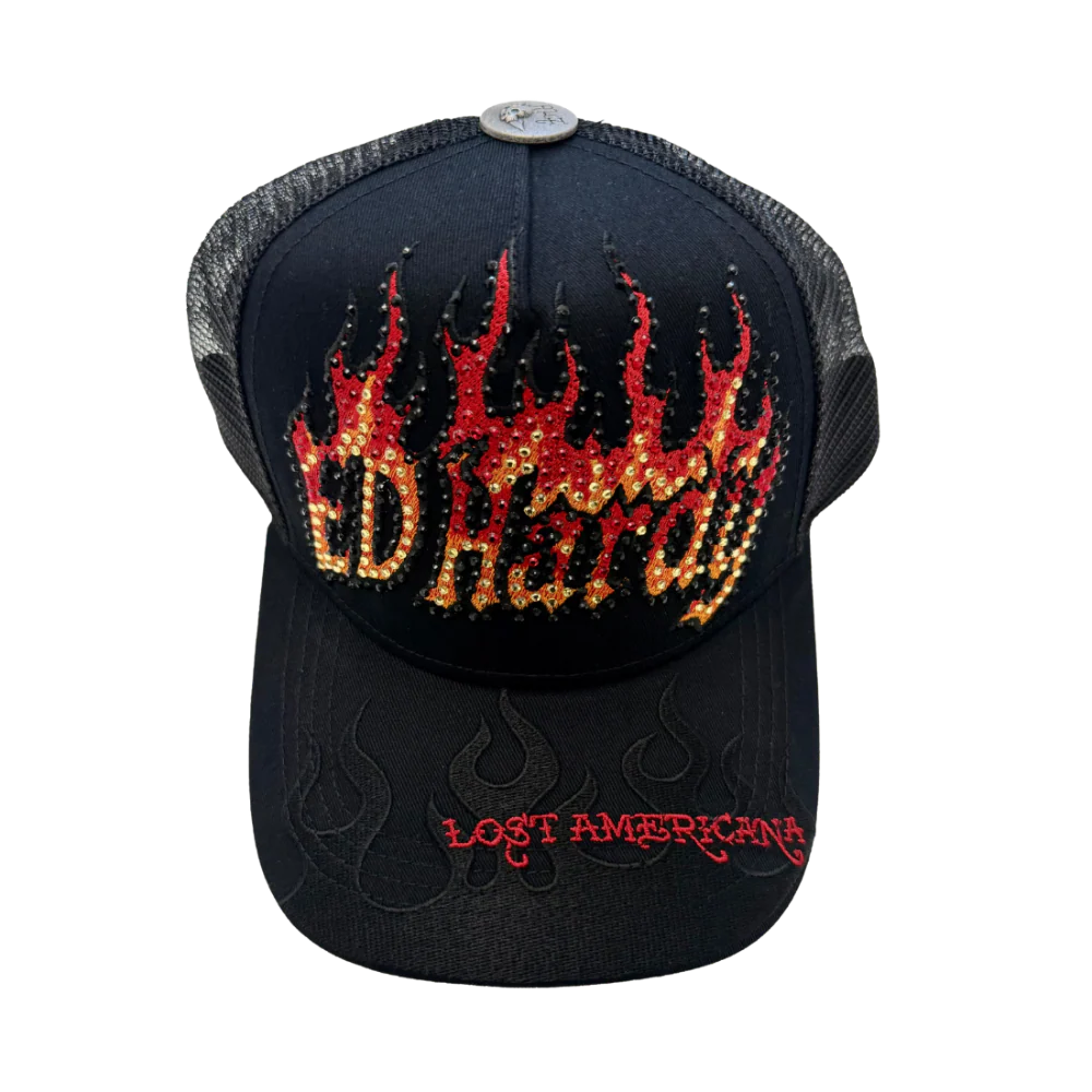 flame logo rhinestone trucker hat - Image 3