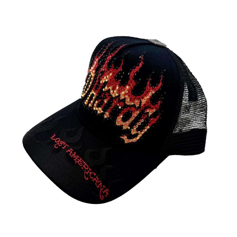 flame logo rhinestone trucker hat - Image 4